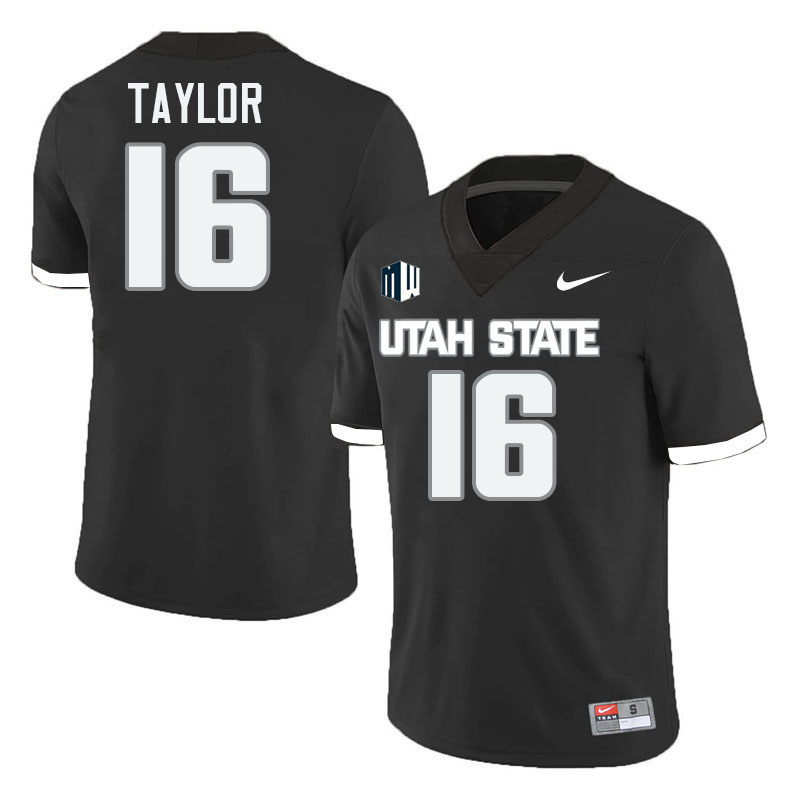 Utah State Aggies #16 Terrell Taylor College Football Jerseys Stitched-Black